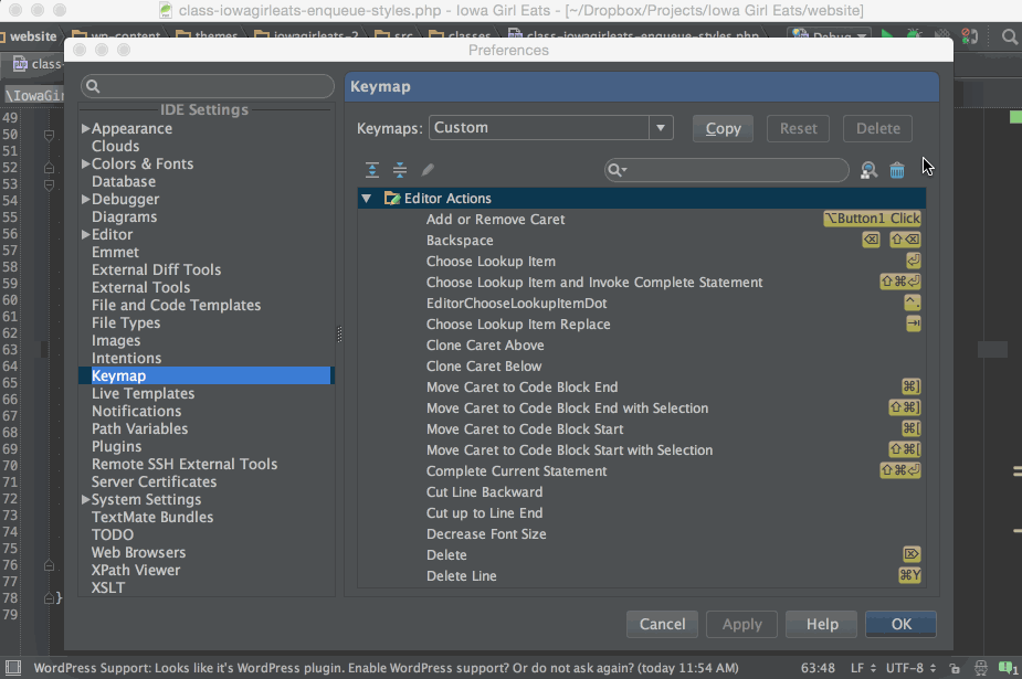 phpstorm keys